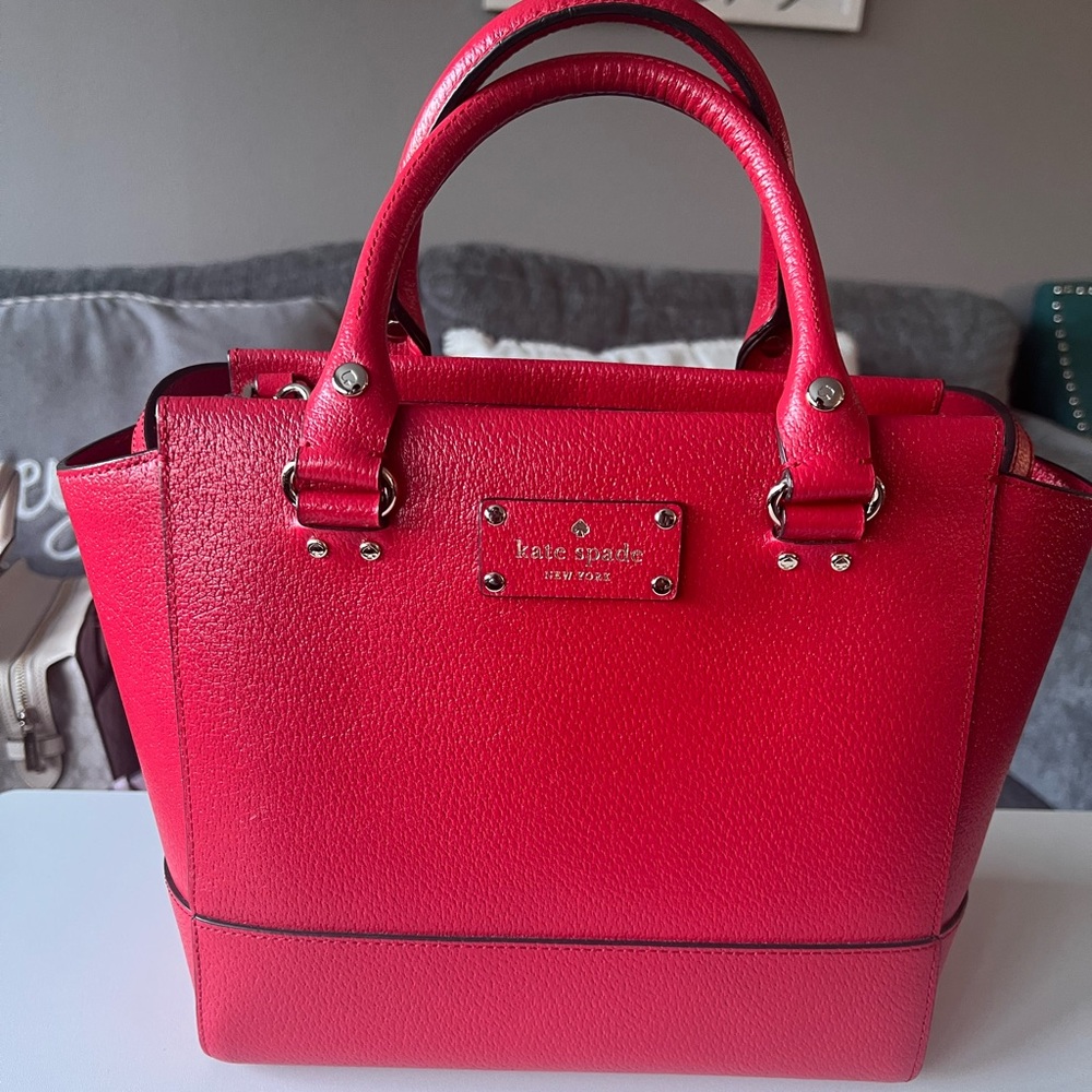 kate spade Bright Red Leather Double-Handle Satchel